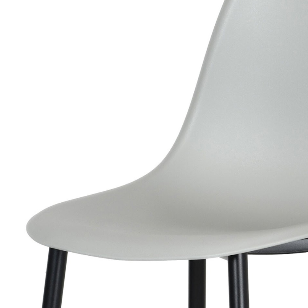 Arta Gloss White Rectangular Sintered Stone Dining Table with 4 Light Grey Plastic Chairs
