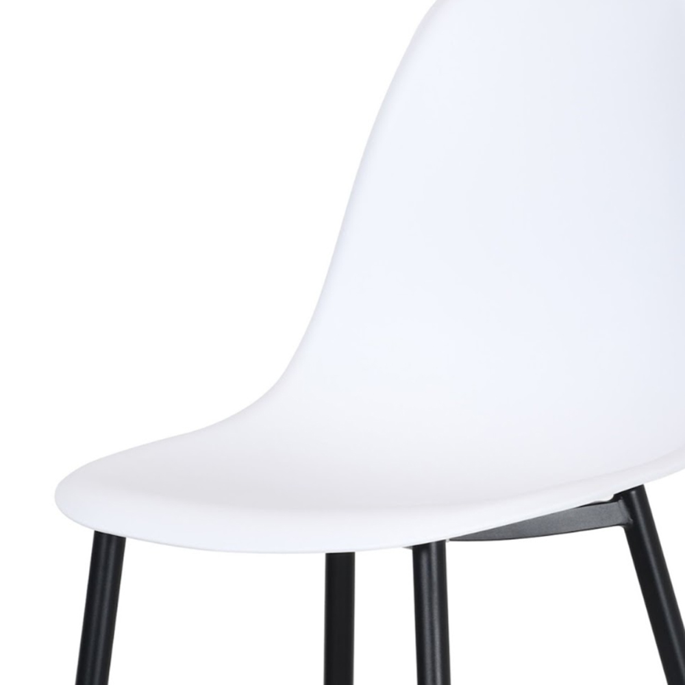 Arta Gloss White Rectangular Sintered Stone Dining Table with 4 White Plastic Chairs