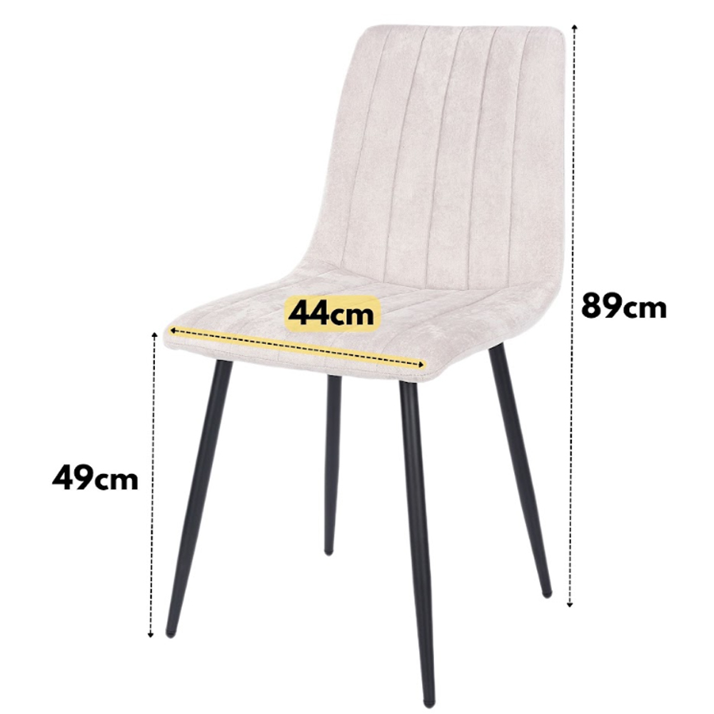 Arta Gloss White Square Sintered Stone Dining Table with 2 Natural Straight Stitch Fabric Chairs