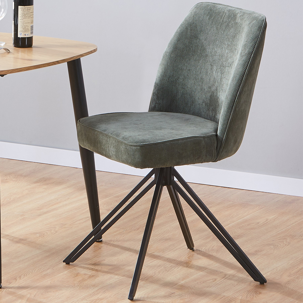 Arta Fabric Dining Chairs In Pair - Green