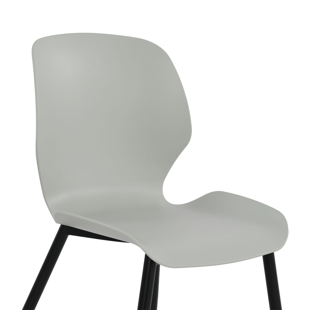 Arta Curved Plastic Dining Chairs In Pair - Grey