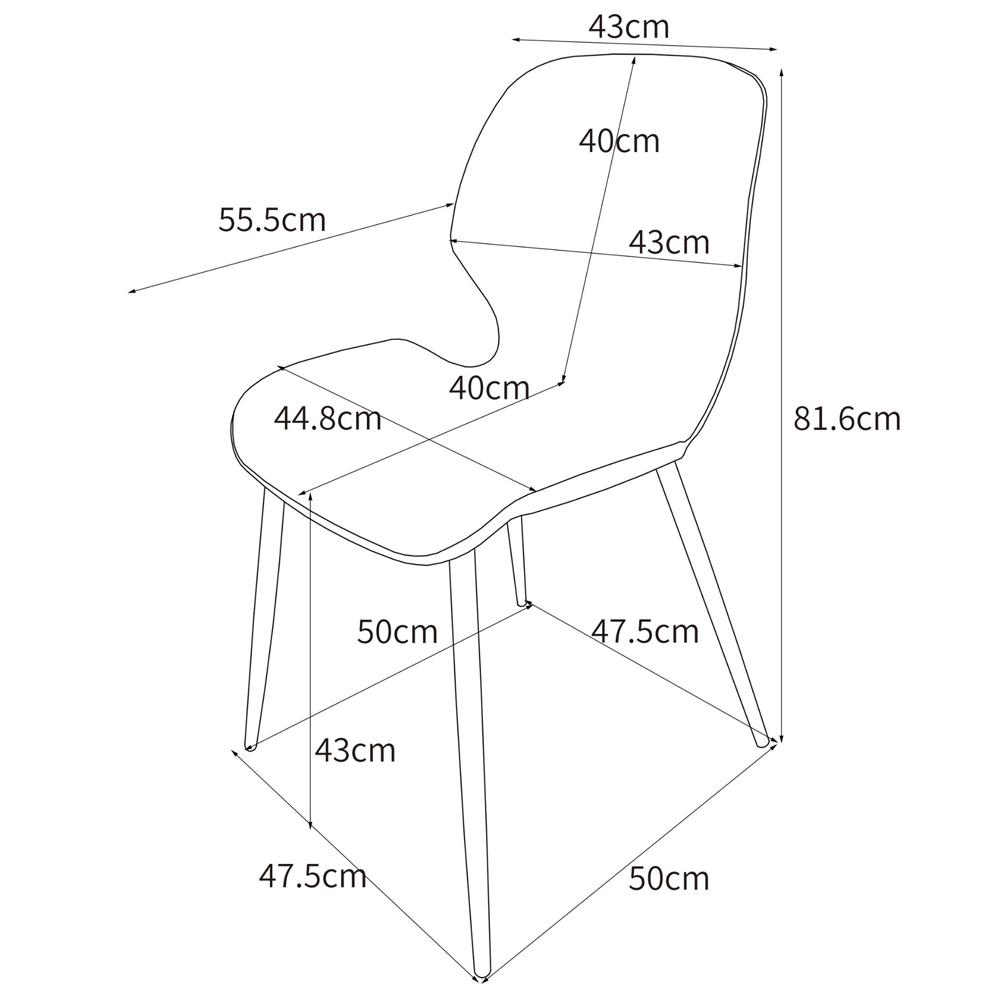 Arta Curved Plastic Dining Chairs In Pair - Grey