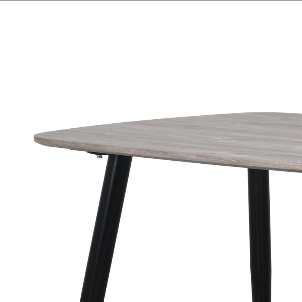 Arta Grey Oak Rectangular Wooden Dining Table with 4 Swivel Light Grey Fabric Chairs