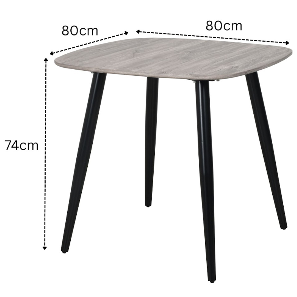 Arta Grey Oak Square Wooden Dining Table with 2 Swivel Light Grey Fabric Chairs