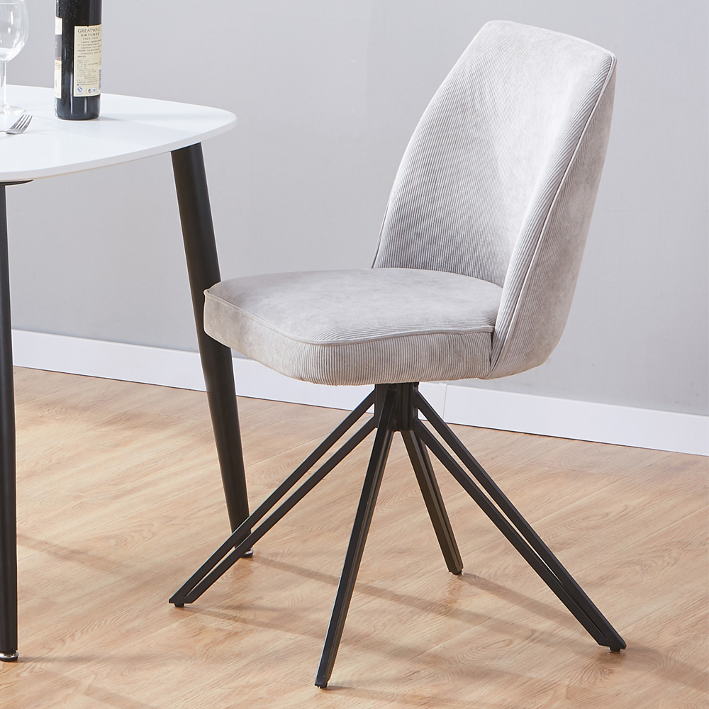 Arta Fabric Dining Chairs In Pair - Light Grey