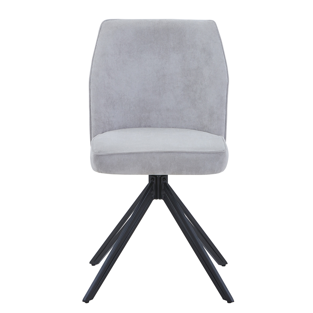 Arta Fabric Dining Chairs In Pair - Light Grey