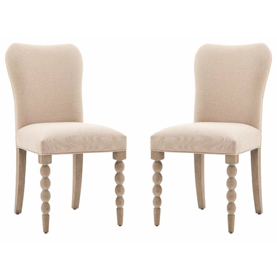 Read more about Arta natural fabric dining chairs in pair