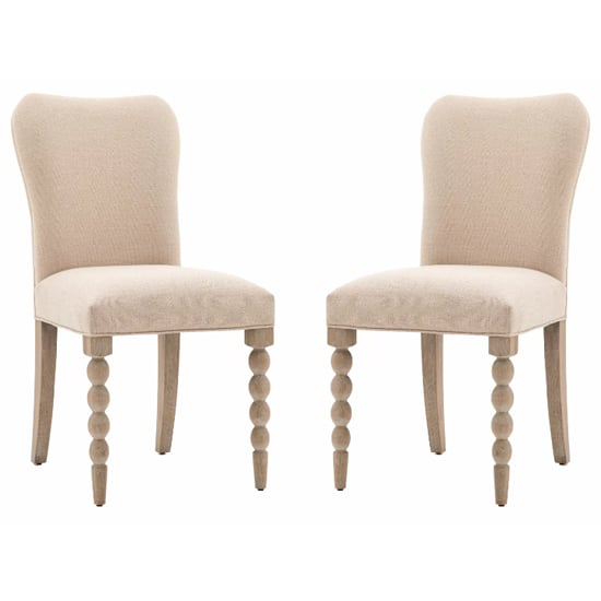 Arta Natural Fabric Dining Chairs In Pair