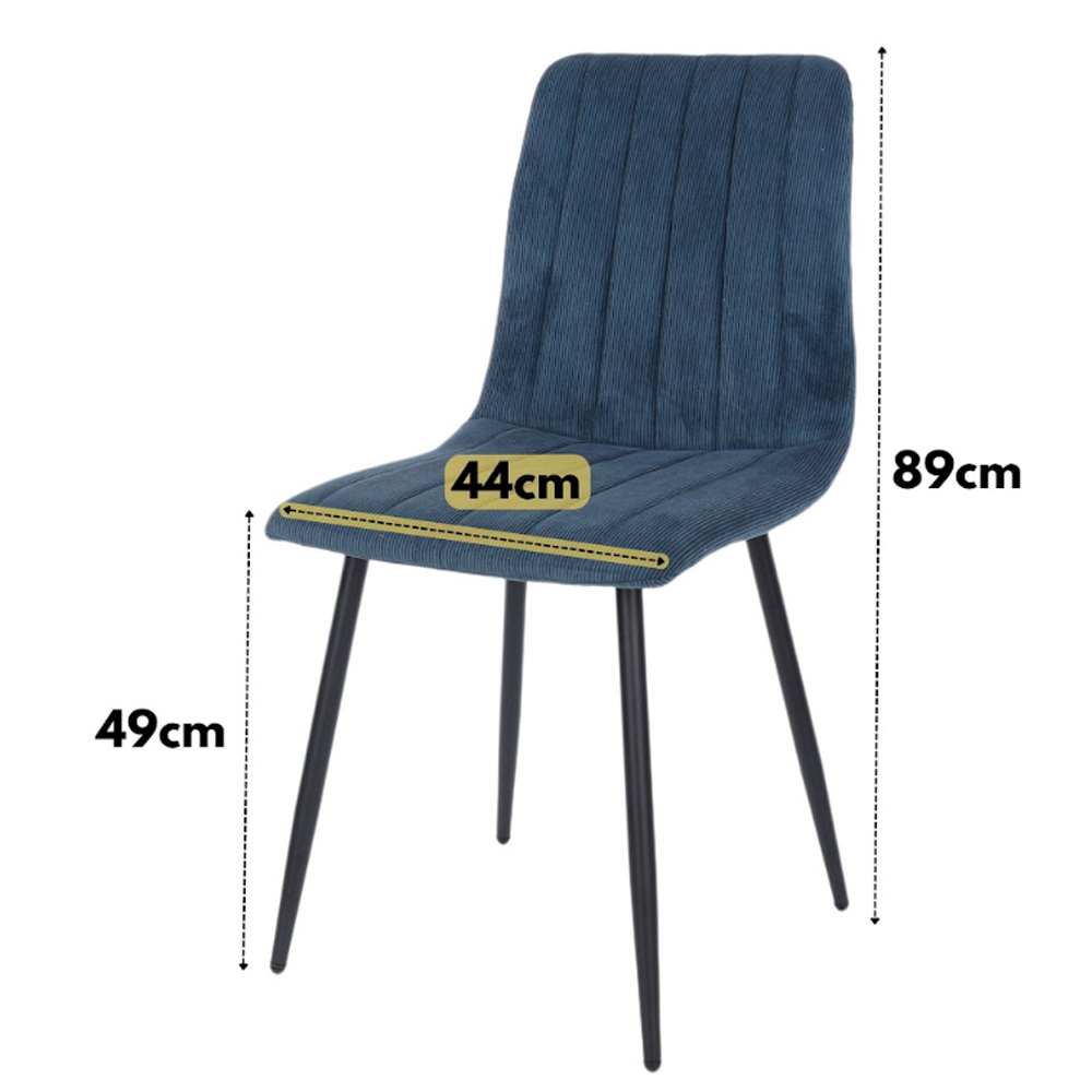 Arta Oak Rectangular Wooden Dining Table with 4 Blue Straight Stitch Fabric Chairs