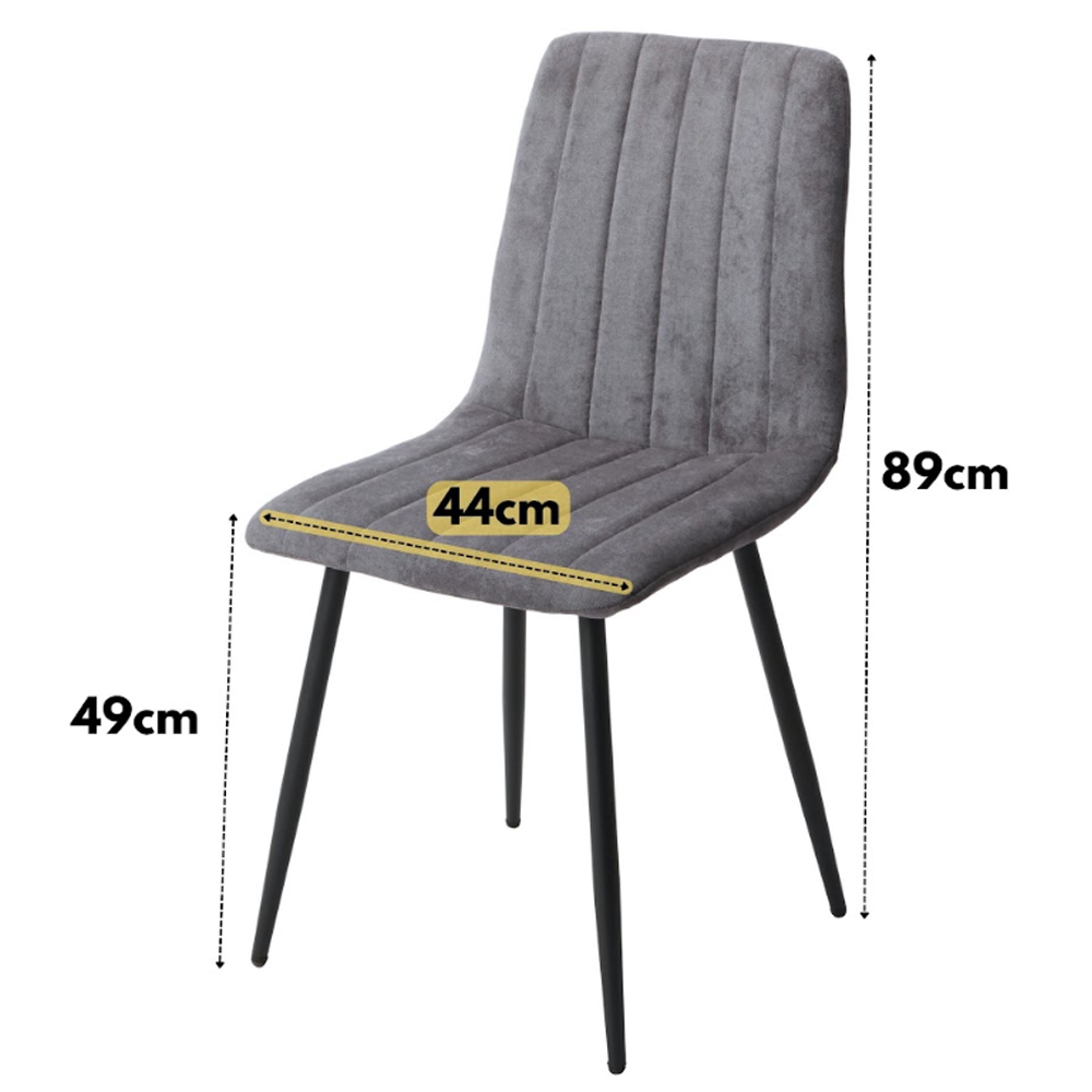 Arta Oak Rectangular Wooden Dining Table with 4 Grey Straight Stitch Fabric Chairs