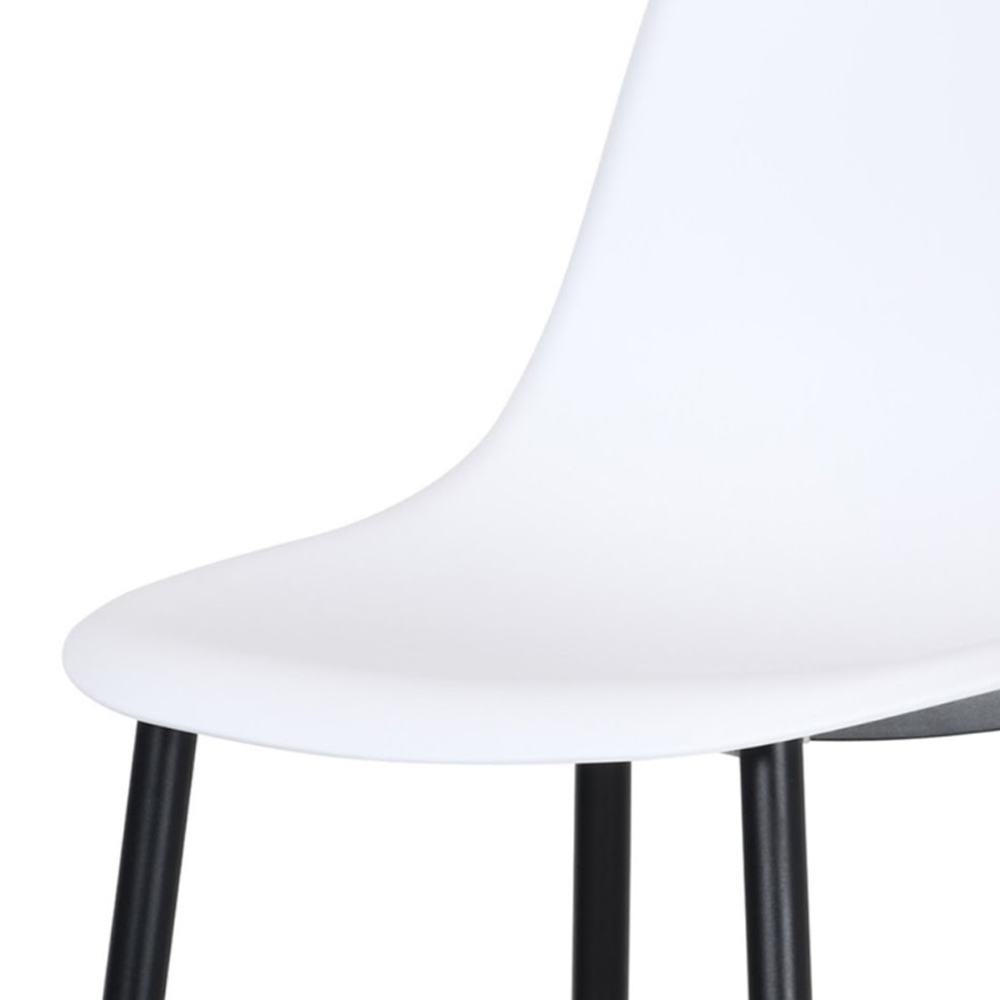 Arta Oak Rectangular Wooden Dining Table with 4 White Plastic Chairs