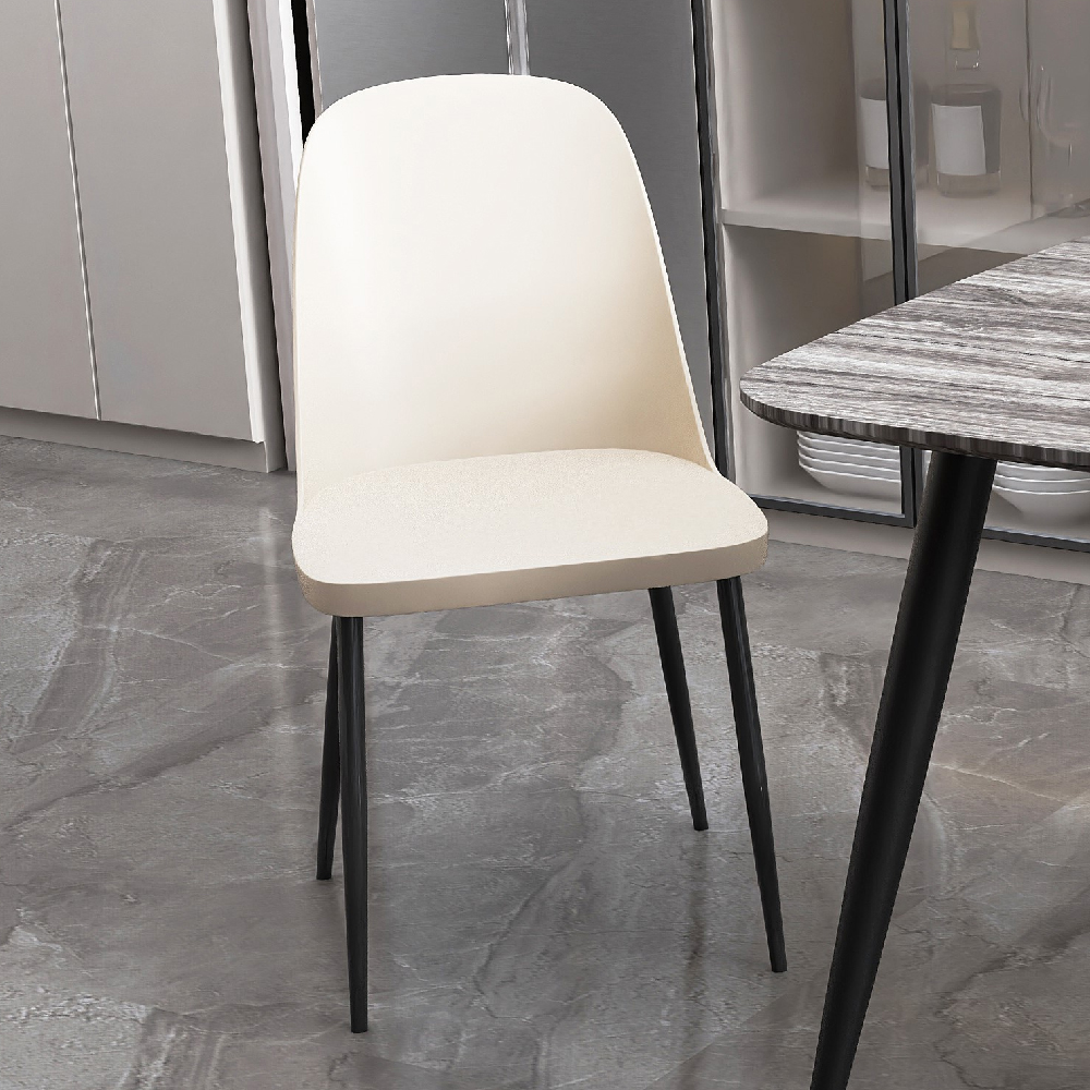 Arta Grey Wooden Dining Table 4 Curve Plastic Calico Chairs