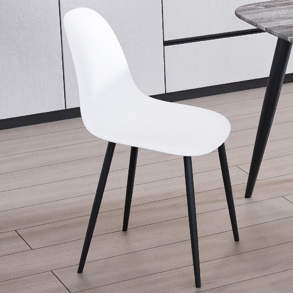 Arta Grey Wooden Dining Table 4 Duo Plastic White Chairs