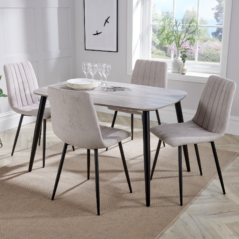 Read more about Arta grey wooden dining table 4 natural straight chairs