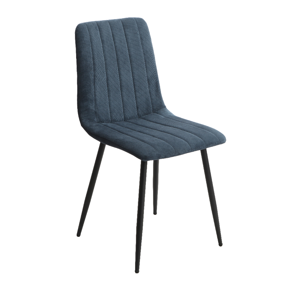 Arta Round Grey Wooden Dining Table 4 Blue Straight Chairs