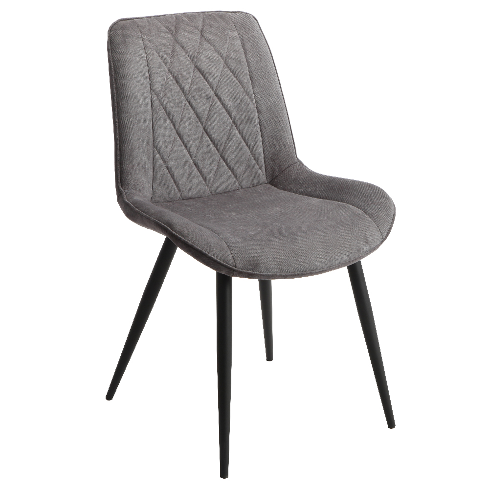 Arta Round Grey Wooden Dining Table 4 Dark Grey Diamond Chairs