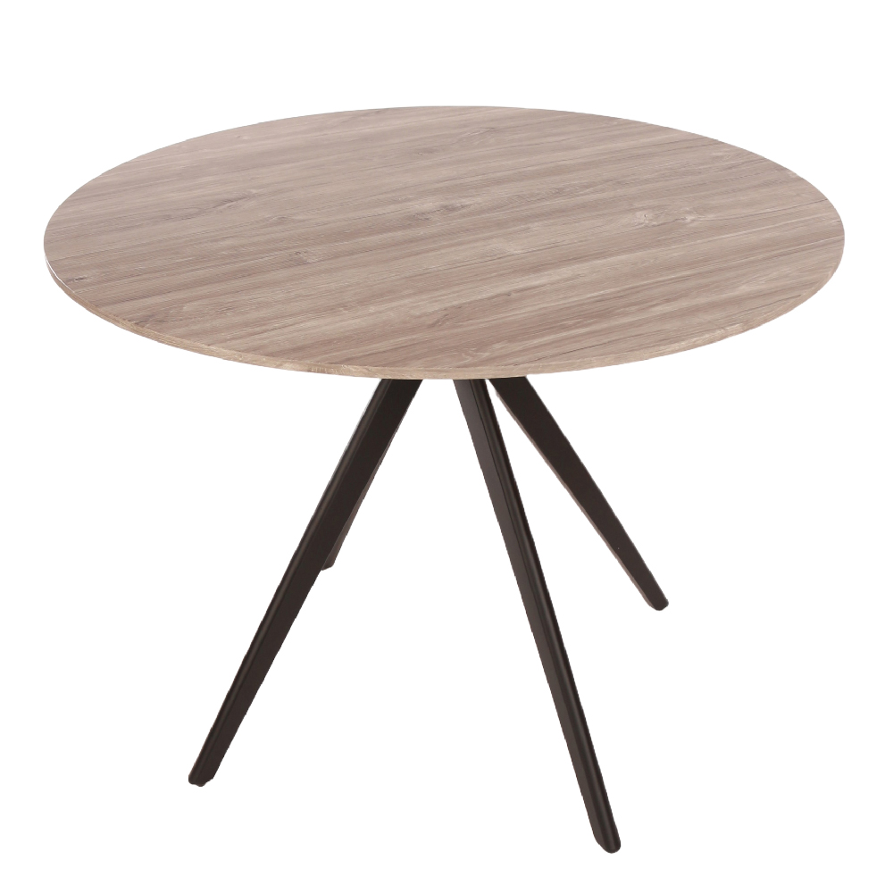 Arta Round Grey Wooden Dining Table 4 Dark Grey Straight Chairs