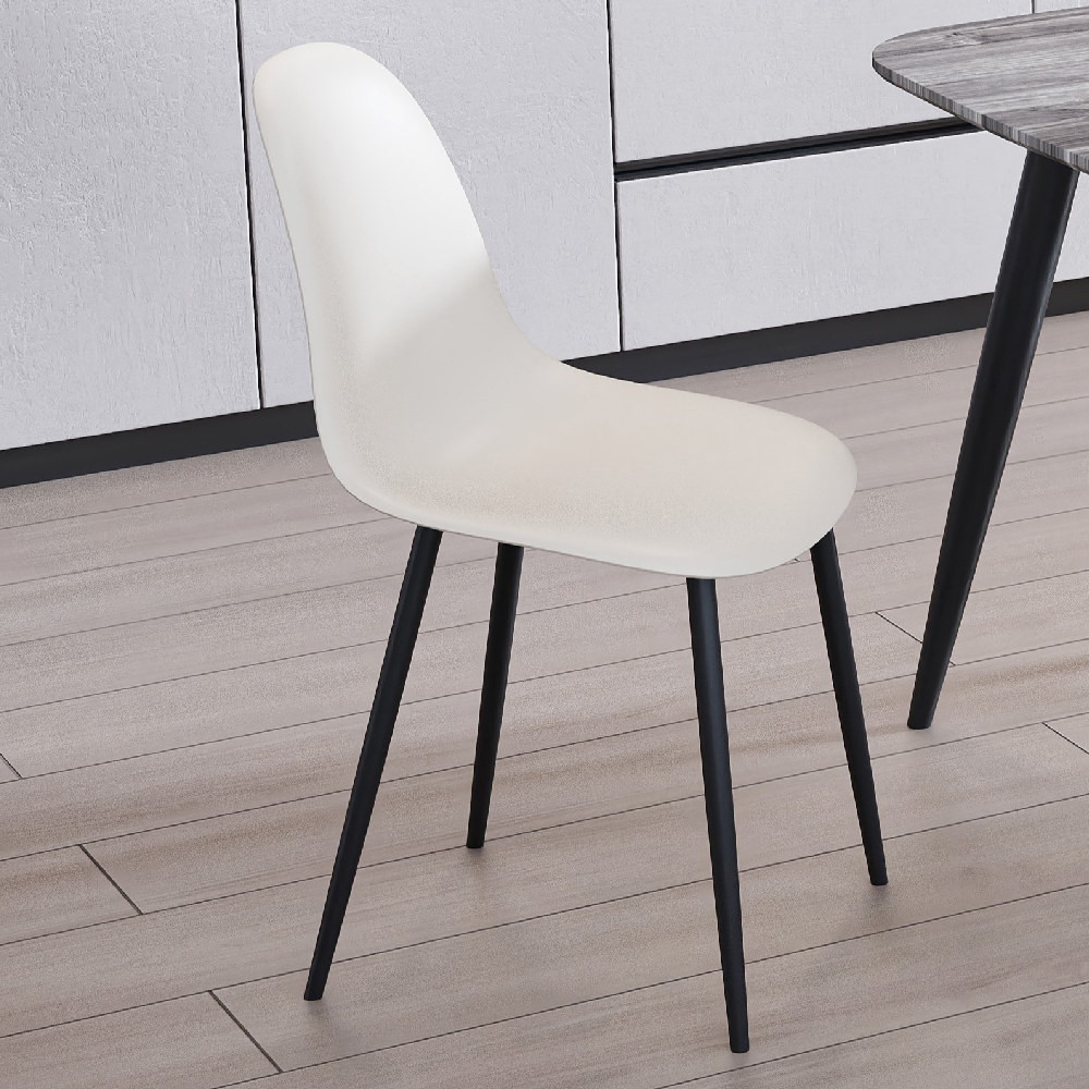 Arta Round Grey Wooden Dining Table 4 Duo Plastic Calico Chairs