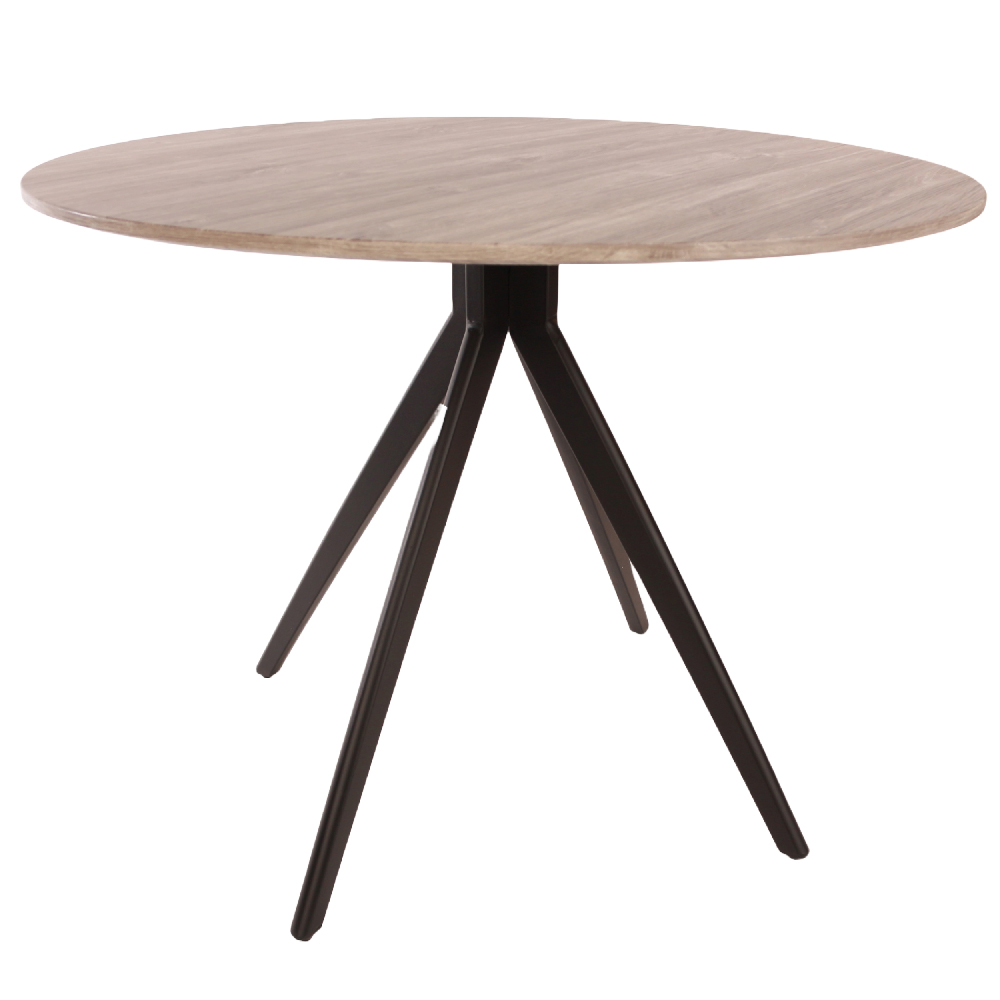 Arta Round Grey Wooden Dining Table 4 Natural Straight Chairs