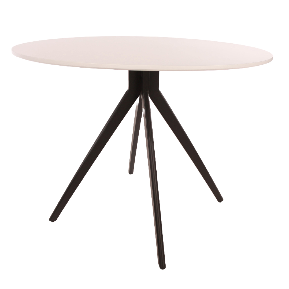 Arta Round White Wooden Dining Table 4 Blue Diamond Chairs