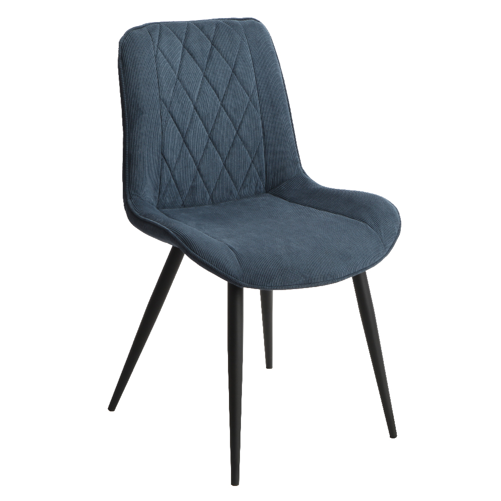 Arta Round White Wooden Dining Table 4 Blue Diamond Chairs