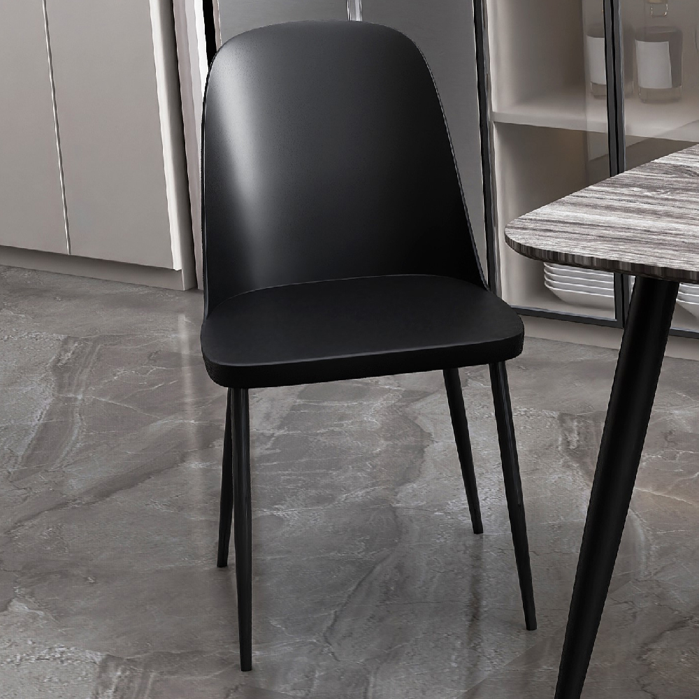 Arta Round White Wooden Dining Table 4 Curve Plastic Black Chairs
