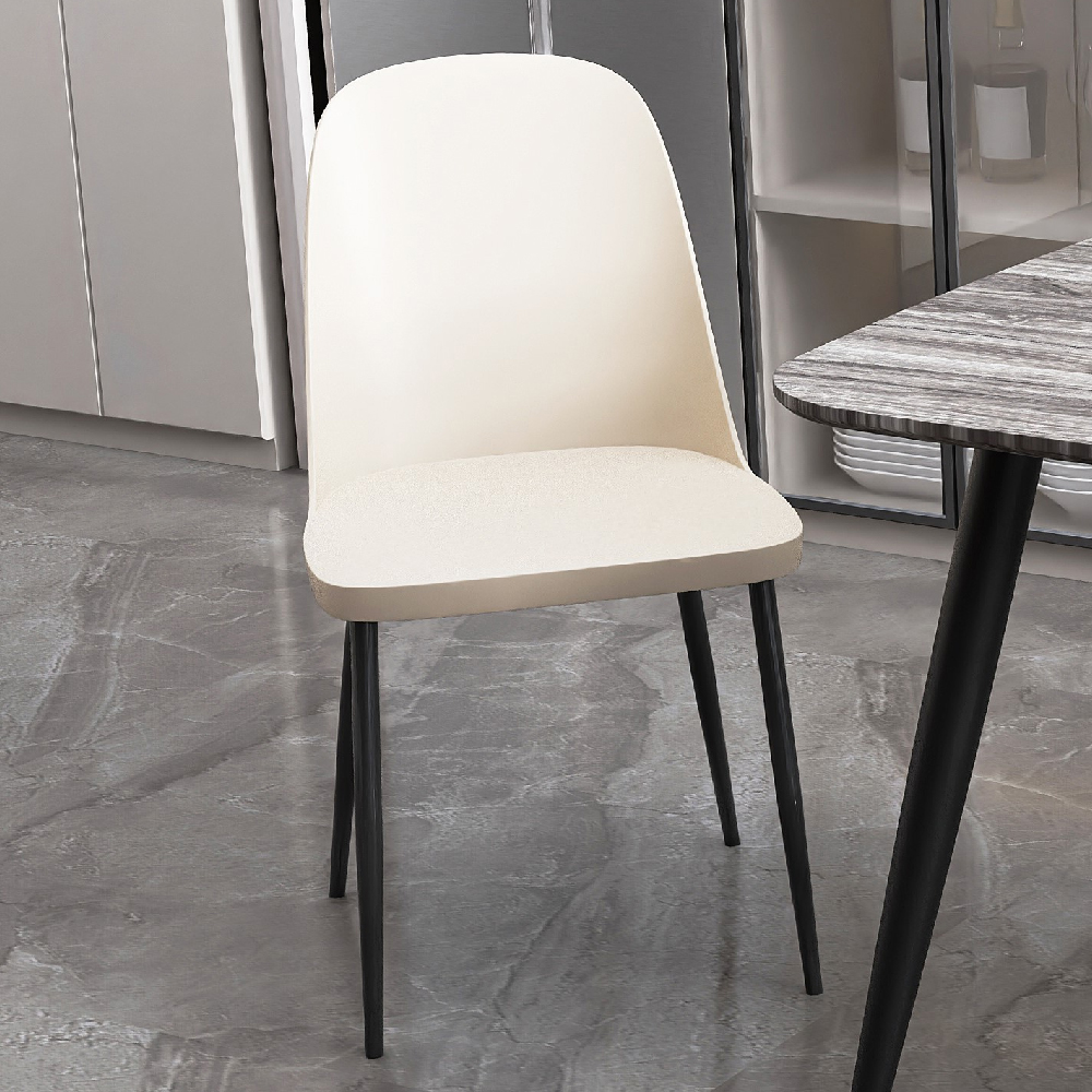 Arta Round White Wooden Dining Table 4 Curve Plastic Calico Chairs