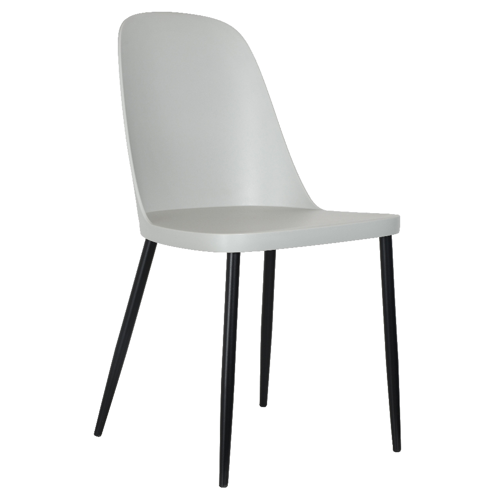 Arta Round White Wooden Dining Table 4 Curve Plastic Grey Chairs