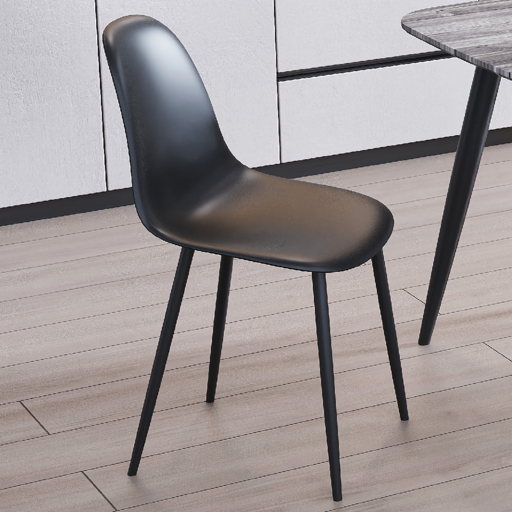 Arta Round White Wooden Dining Table 4 Duo Plastic Black Chairs