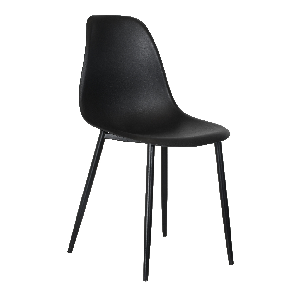 Arta Round White Wooden Dining Table 4 Duo Plastic Black Chairs