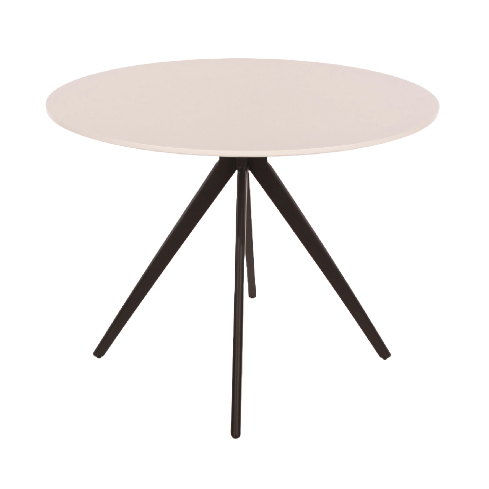 Arta Round White Wooden Dining Table 4 Duo Plastic White Chairs