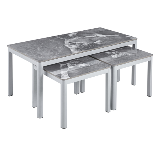 Arta Sintered Stone Coffee Table With 2 Side Tables In Grey thumbnail