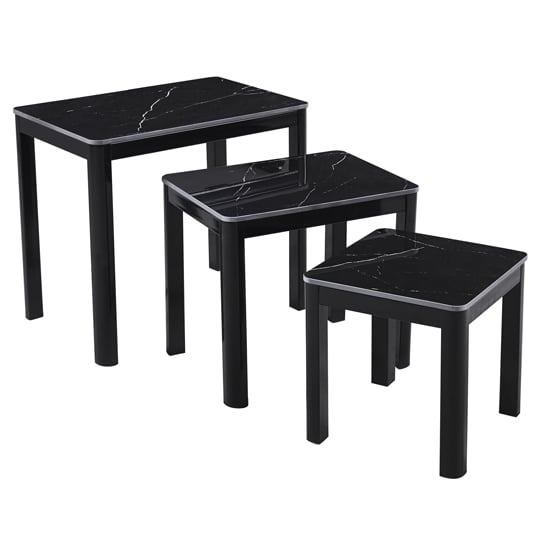 Product photograph of Arta Sintered Stone Nest Of 3 Tables In Black from Furniture in Fashion
