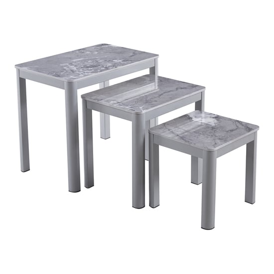 Arta Sintered Stone Nest Of 3 Tables In Grey