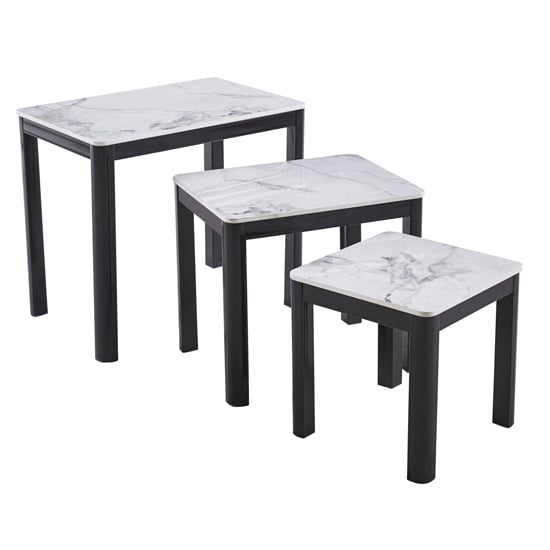 Product photograph of Arta Sintered Stone Nest Of 3 Tables In White from Furniture in Fashion