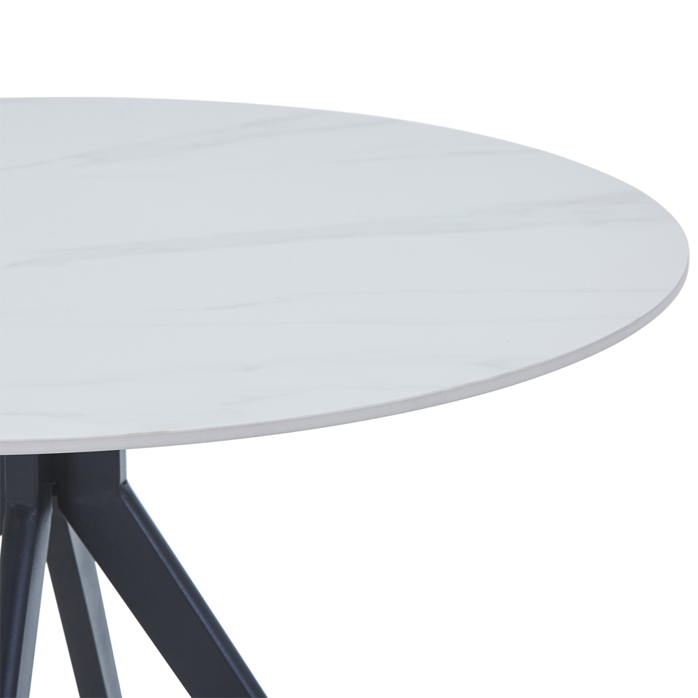 Arta Sintered Stone Round Dining Table - White Gloss
