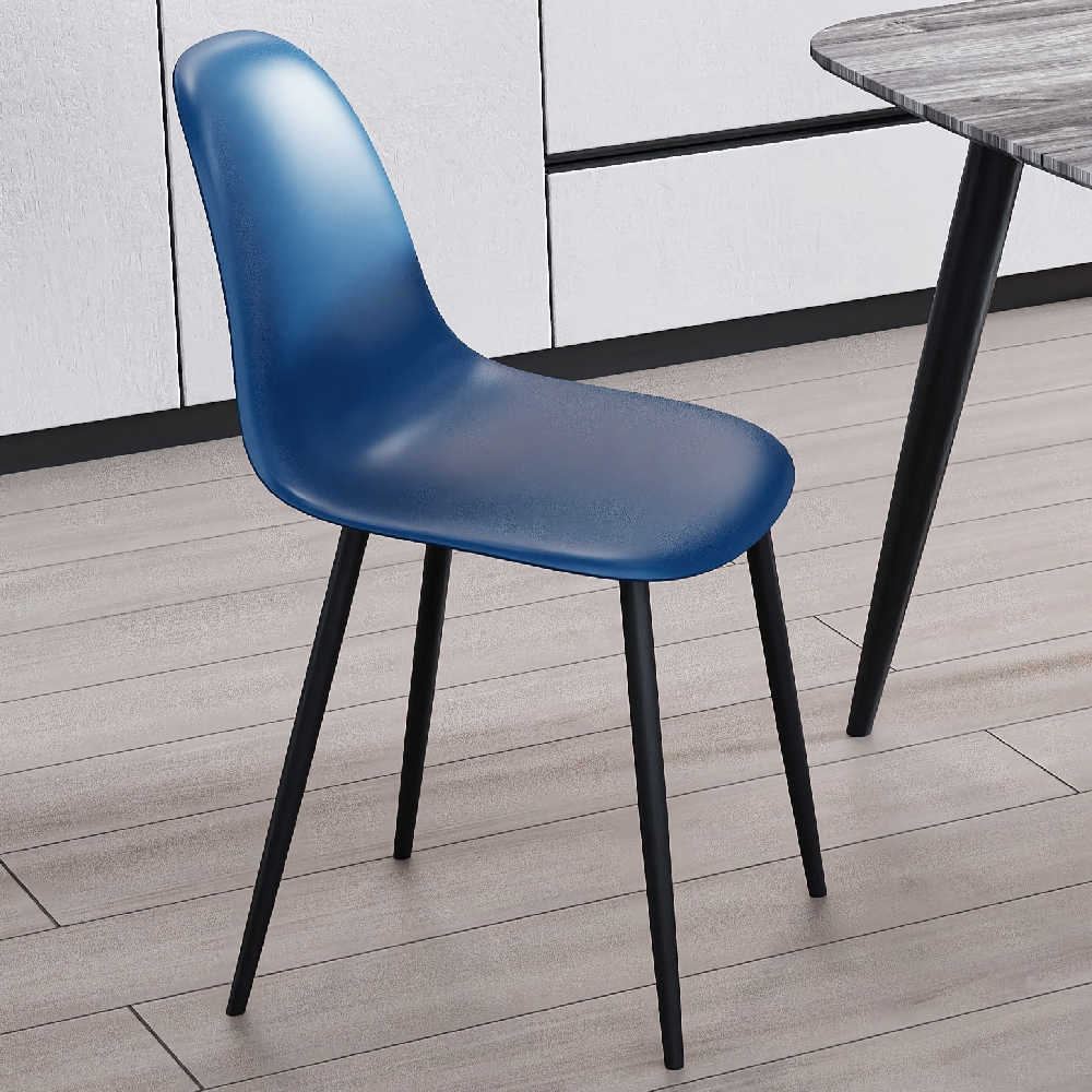 Arta Square Grey Wooden Dining Table 2 Curve Plastic Blue Chairs