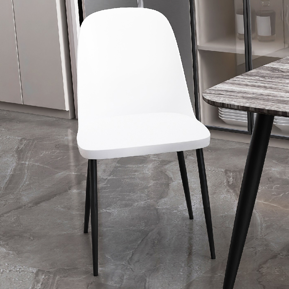 Arta Square Grey Wooden Dining Table 2 Duo Plastic White Chairs