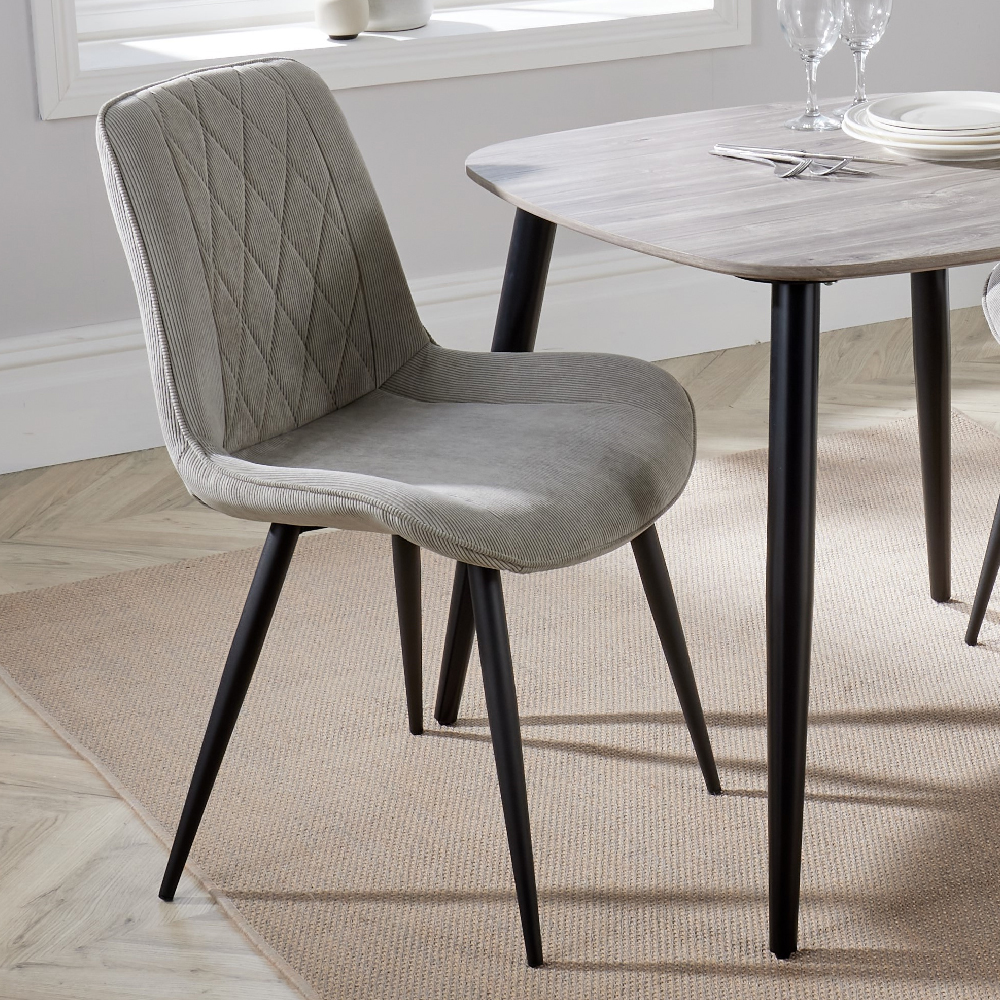 Arta Square Grey Wooden Dining Table 2 Light Grey Diamond Chairs