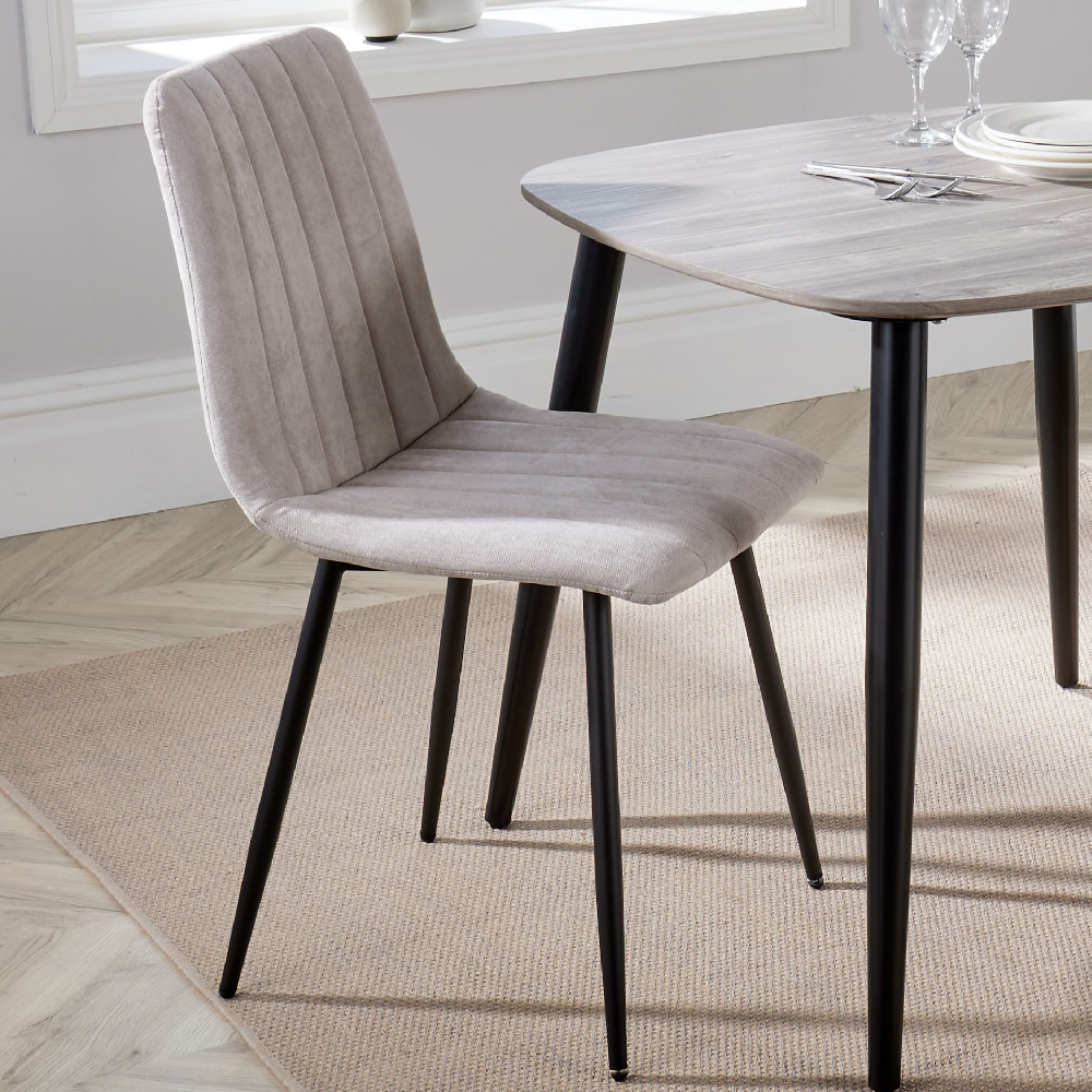 Arta Square Grey Wooden Dining Table 2 Natural Straight Chairs