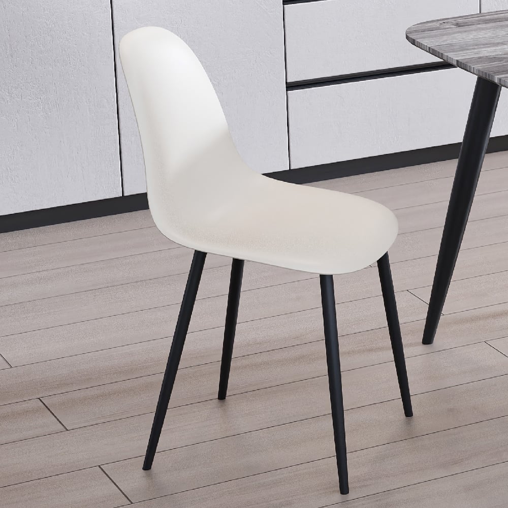 Arta Square Grey Wooden Dining Table 4 Curve Plastic Calico Chairs
