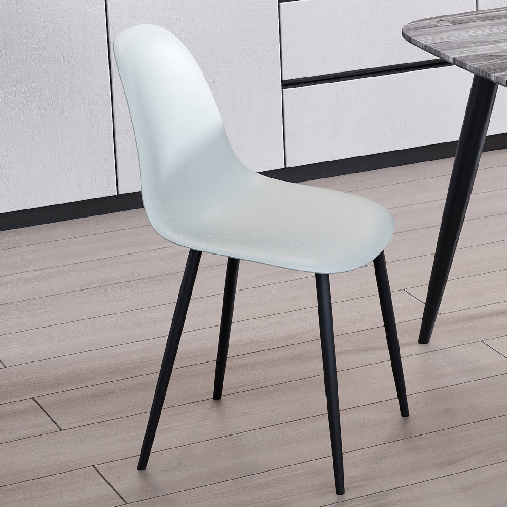 Arta Square Grey Wooden Dining Table 4 Curve Plastic Grey Chairs