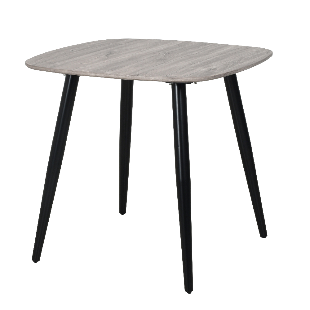 Arta Square Grey Wooden Dining Table 4 Duo Plastic Black Chairs