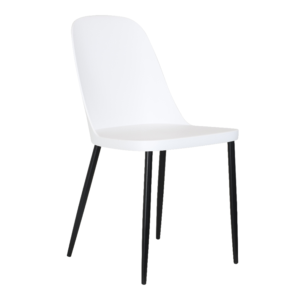 Arta Square Grey Wooden Dining Table 4 Duo Plastic White Chairs