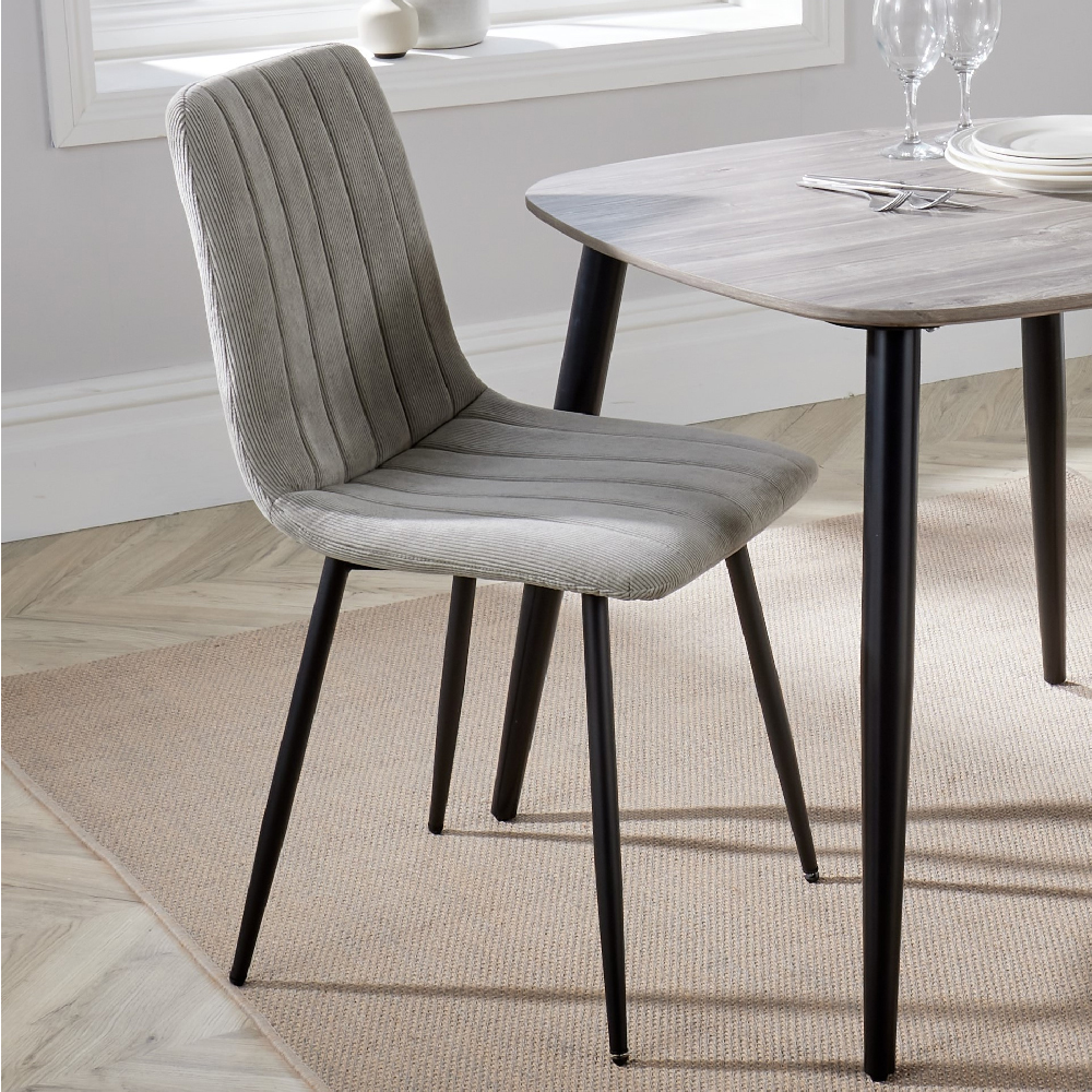 Arta Square Grey Wooden Dining Table 4 Light Grey Straight Chairs