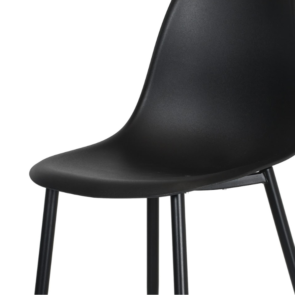 Arta Square Oak Wooden Dining Table with 2 Black Plastic Chairs