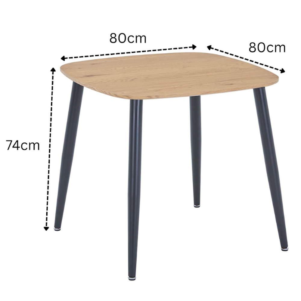 Arta Square Oak Wooden Dining Table with 2 Blue Diamond Stitch Fabric Chairs