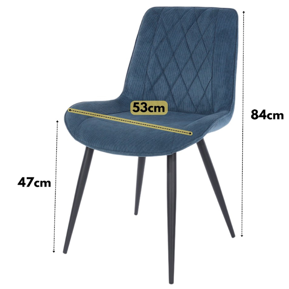Arta Square Oak Wooden Dining Table with 2 Blue Diamond Stitch Fabric Chairs