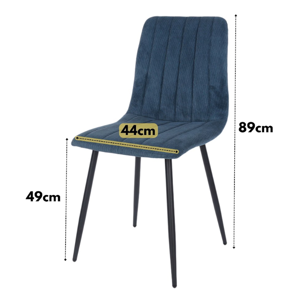 Arta Square Oak Wooden Dining Table with 2 Blue Straight Stitch Fabric Chairs