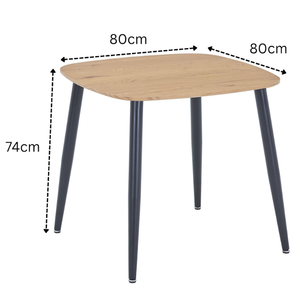 Arta Square Oak Wooden Dining Table with 2 Green Fabric Chairs